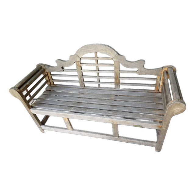 Vintage Distressed Coventry Teak Garden Bench For Sale