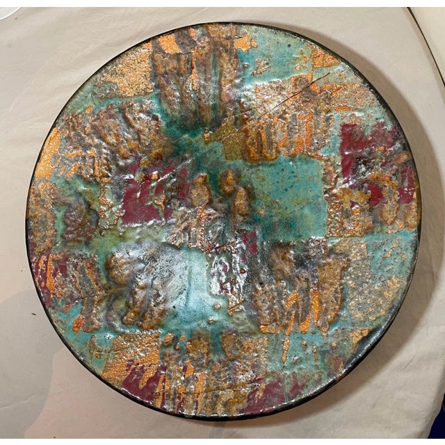 Large Vintage Handmade John Shedd Pottery Gazed Centerpiece Dish Charger Plate For Sale - Image 13 of 13