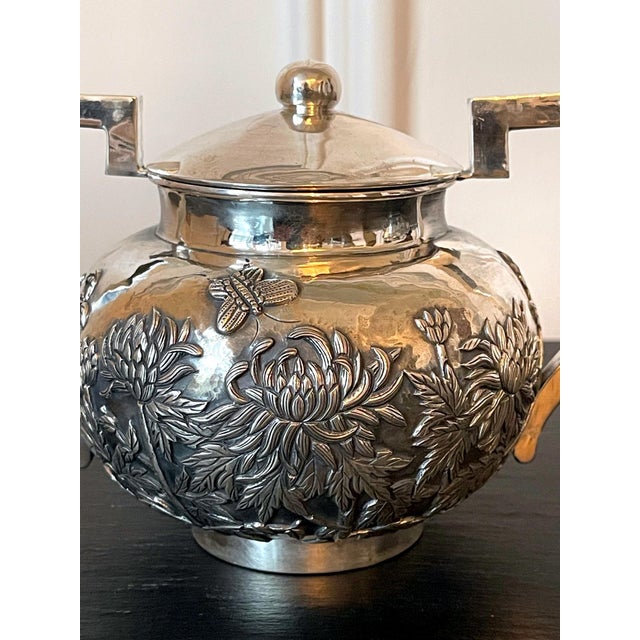 Chinese Export Sterling Silver Creamer and Sugar by Cutshing For Sale - Image 14 of 16