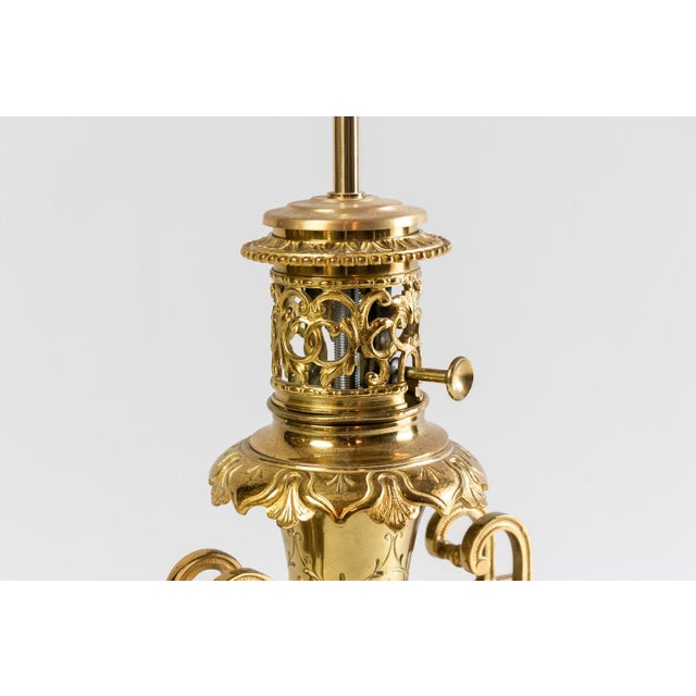 19th Century Gilt Brass and Bronze Table Lamps, Set of 2 For Sale - Image 9 of 10