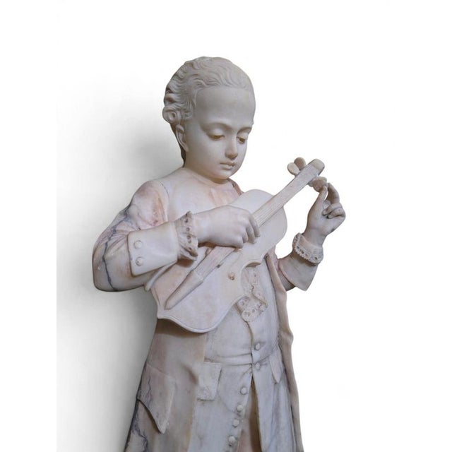 Grand Tour Alabaster Sculpture of Young Mozart Playing The, 1850, Alabaster For Sale - Image 15 of 17