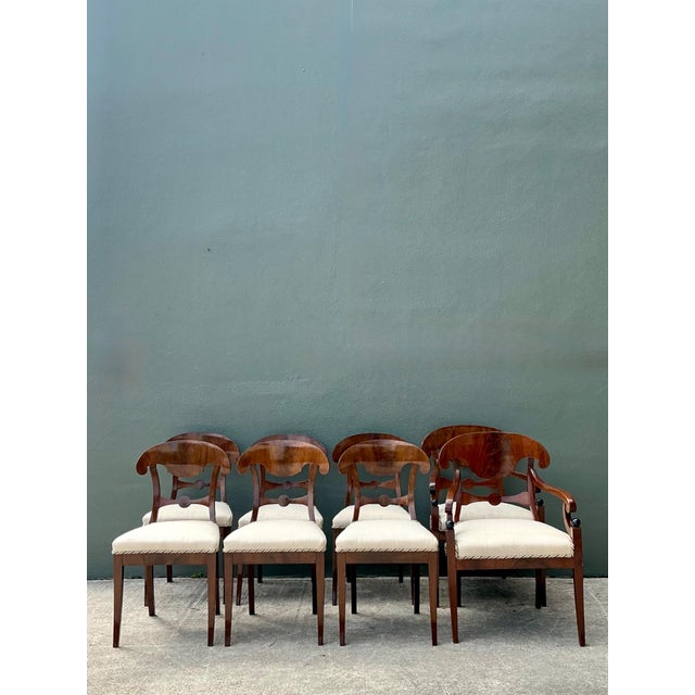 Vintage Biedermeier Flame Dining Chairs - Set of 8 For Sale - Image 9 of 17