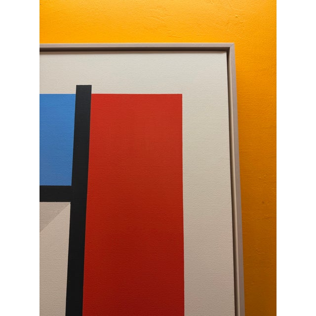 2020s French Artist Patrice Bertin Geometric Composition Framed Oil on Canvas Signed For Sale - Image 5 of 10