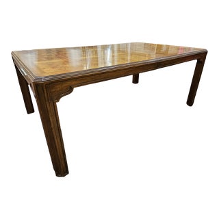 Postmodern Drexel Heritage Burlwood Dining Table With 3 Leaves For Sale