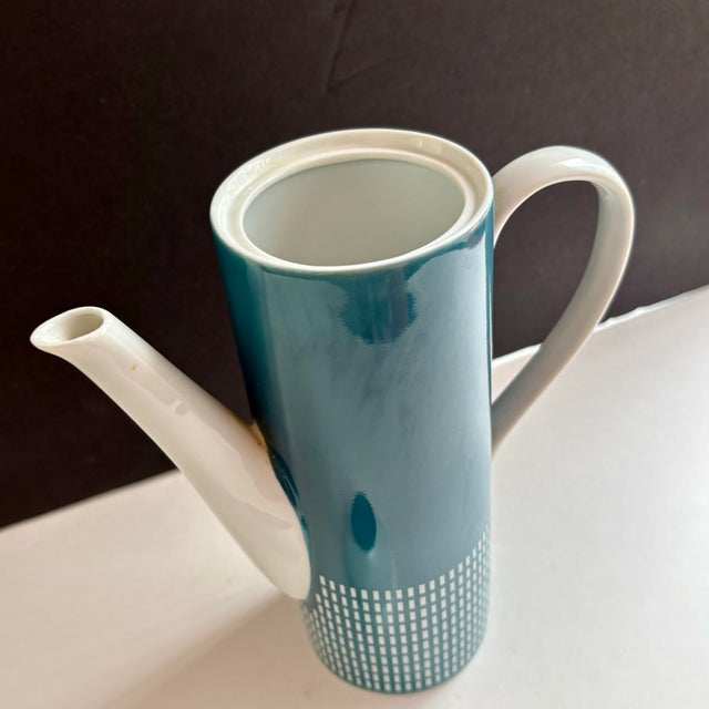 Ceramic 1960s Harmony House 4777 Blue Mid-Century Modern Coffee Pot, Made in Japan For Sale - Image 7 of 10