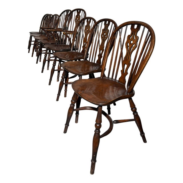 Antique Windsor Chairs in Wood, Set of 8 For Sale