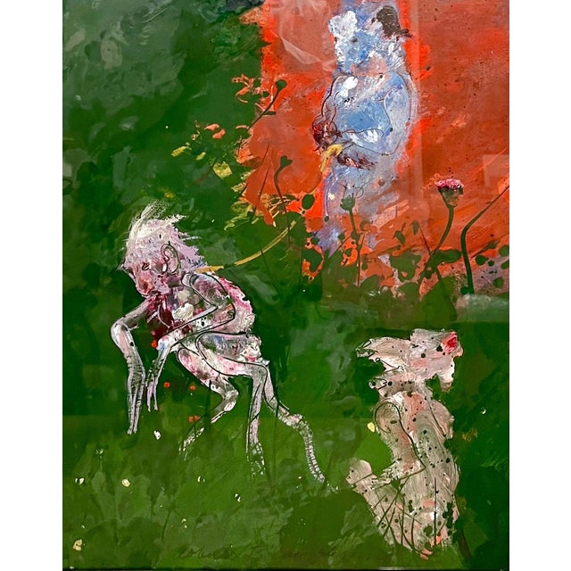 Expressionism Robert Beauchamp, American Neo Expressionist Woman with Monkeys Abstract Modernist Oil Painting For Sale - Image 3 of 13