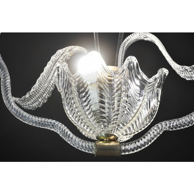 Art Decò Trasparent Barovier E Toso Light With Flowers, 1940s For Sale - Image 6 of 14