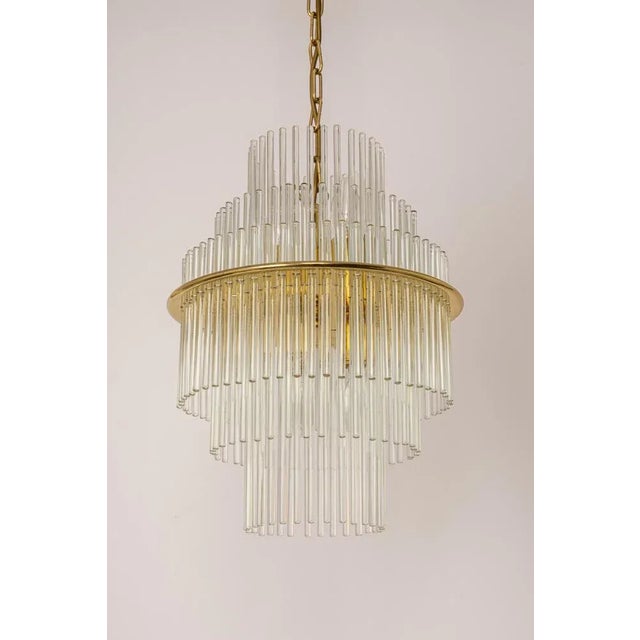 Petite Crystal Glass Rod Pendant Light, Germany, 1970s For Sale - Image 4 of 12