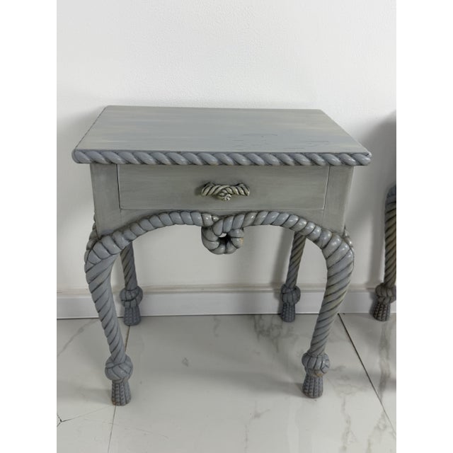 1970s Vintage French Country Style Bedside Tables with Rope Detail, 1970, Set of 2 For Sale - Image 5 of 18
