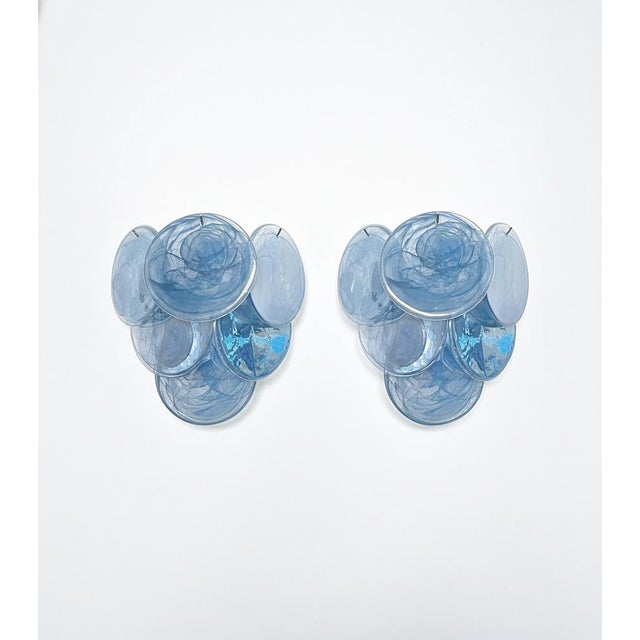 Glass Wall Sconces with 6 Alabaster Cobalt Blue Disks, 1990s, Set of 2 For Sale - Image 13 of 13