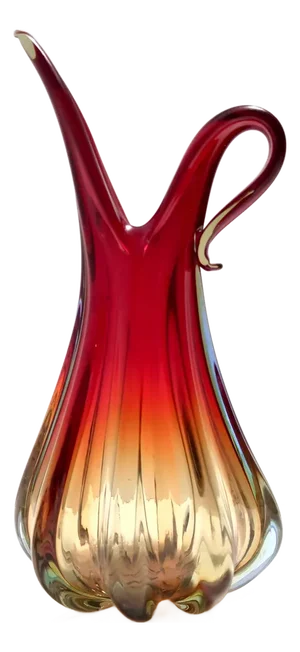 Vintage Red and Yellow Sommerso Murano Glass Vase, 1960s