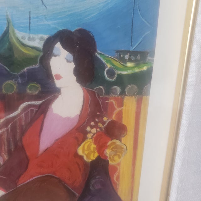 Wood Itzchak Tarkay "At the Port" Hand Signed and Numbered 284/350 Seriolithograph For Sale - Image 7 of 10