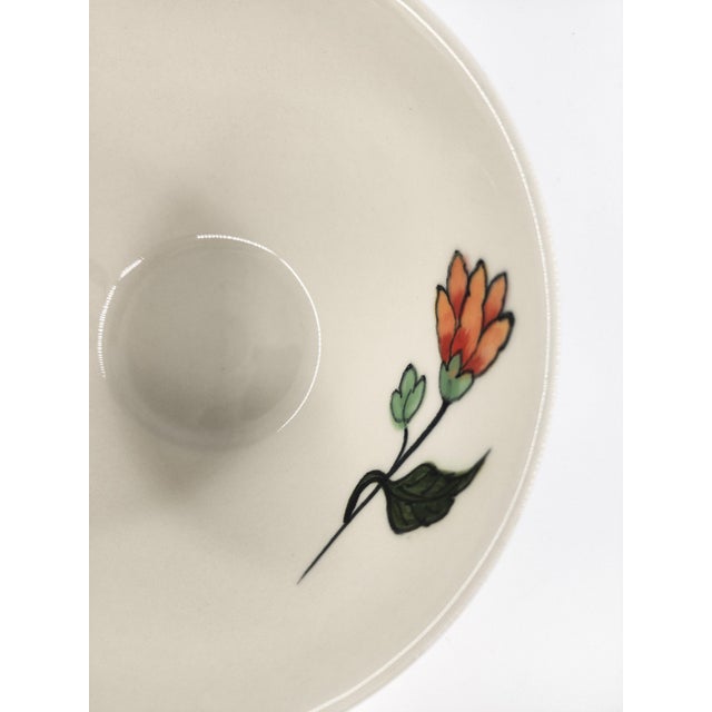 Cream Set of Four Hand-Painted Floral Collection Vietnamese Ramen Bowls With Matching Spoons For Sale - Image 8 of 8