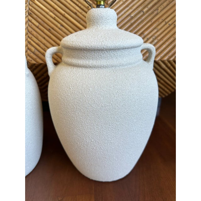 Wood Vintage 1980’s Textured Plaster Table Lamps - a Pair For Sale - Image 7 of 10