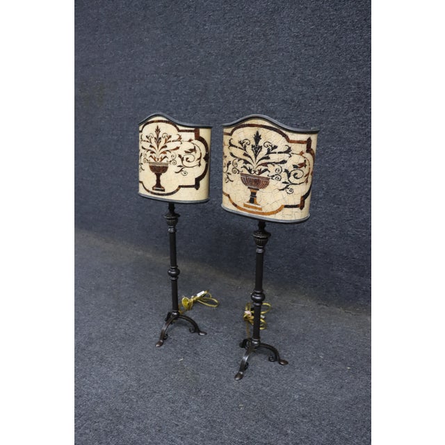 2010s Pair of Brass & Bronze Finish Table Lamps With Coconut Shell Shades For Sale - Image 5 of 12