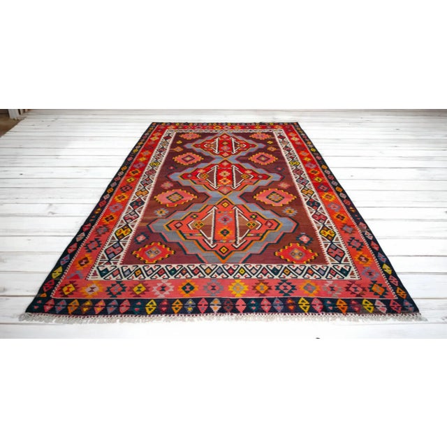 Tribal 1970s Handwoven Turkish Kilim Rug - 8′2″ X 13′6″ For Sale - Image 3 of 11