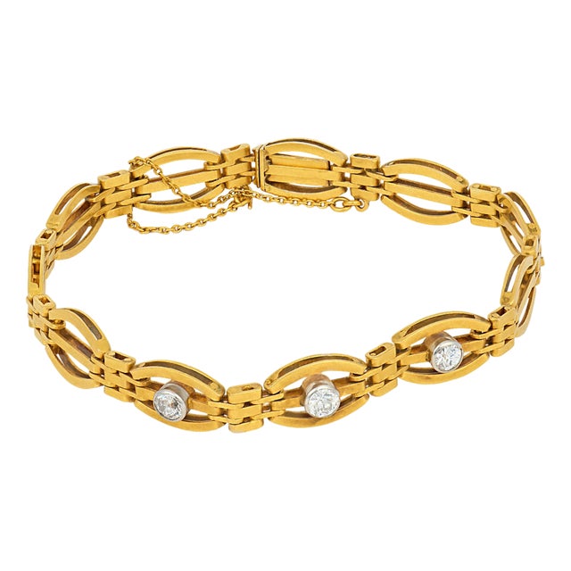 19th Century Victorian Diamond 14k Yellow Gold Bracelet For Sale