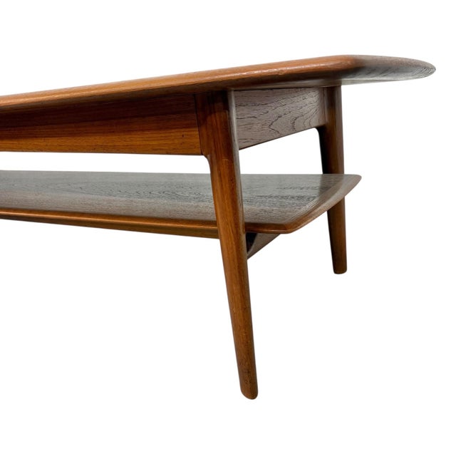 Wood Mid-Century Danish Modern Teak Coffee Table W/Magazine Shelf - Refinished For Sale - Image 7 of 9