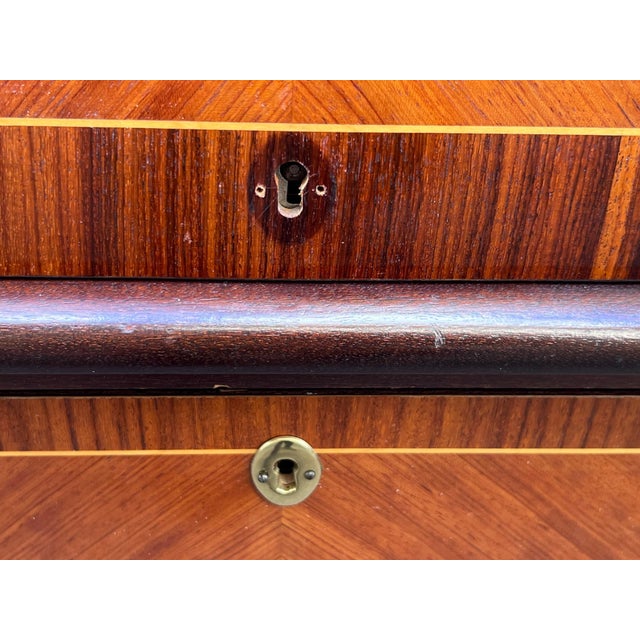 Mid-Century Modern Swedish Roll-Top Secretary Desk Bookmatched Teak & Rosewood Attributed to Egon Ostergaard For Sale - Image 3 of 18