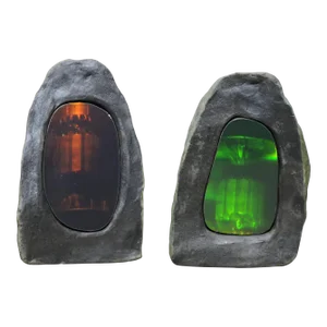 "Techno Rock With Metallic Glaze" Abstract Raku Ceramic and Holography Mixed-Media Sculpture - Set of 2