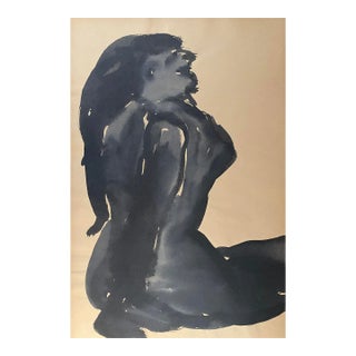 1960s Larry Connatser Female Nude Watercolor Painting For Sale