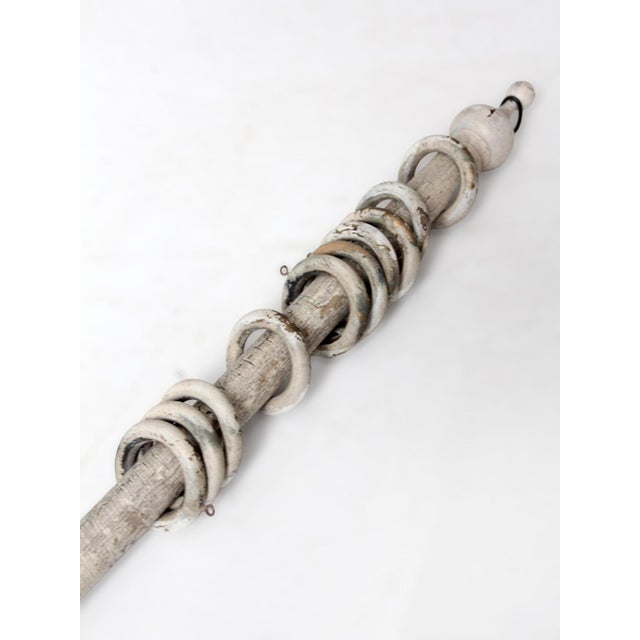 Antique Painted Wood Curtain Rod With Rings For Sale - Image 9 of 13