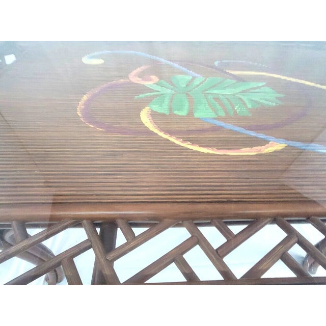 Vintage Chinese Chippendale Bamboo Rattan 1970s Dining Table For Sale - Image 11 of 13