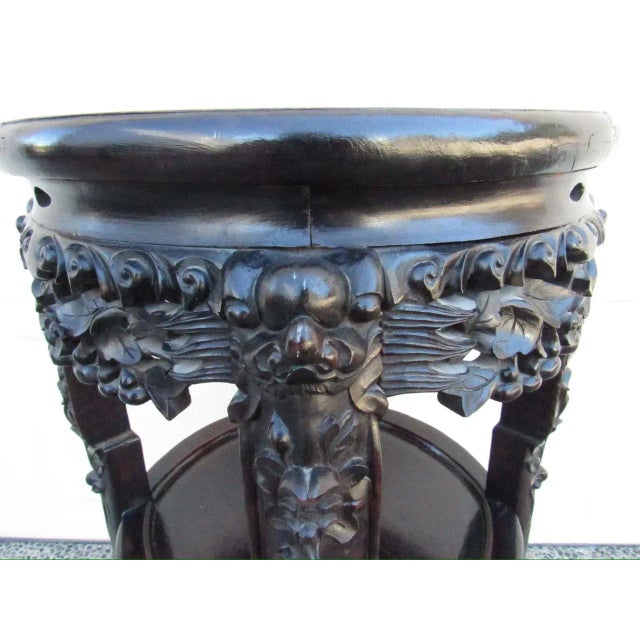 Asian Style Marble Top Antique Chinese Hardwood Table For Sale - Image 4 of 17