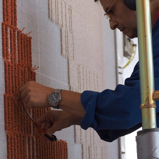 Contemporary Epoca Due Rug M Pink and Mustard 100% Wool from Portego For Sale - Image 3 of 8