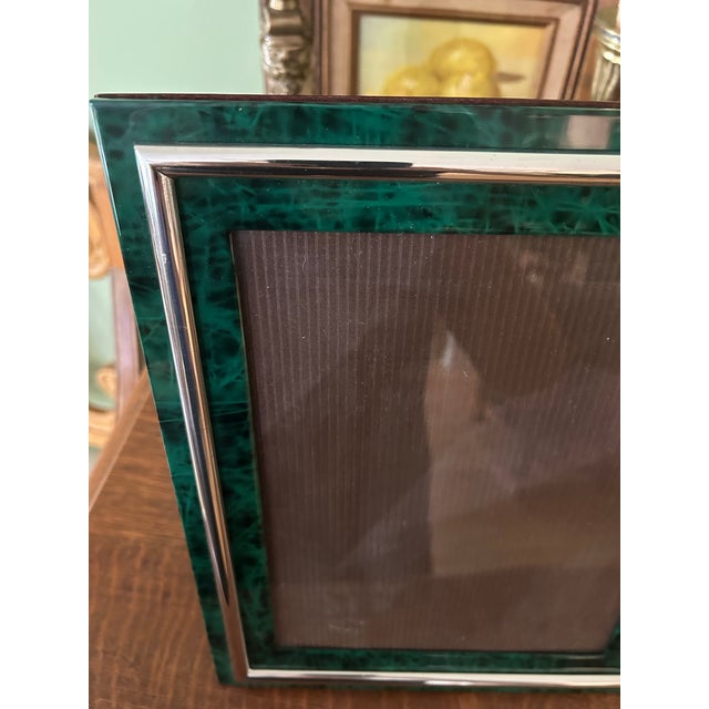 Contemporary Faux Malachite Table Top Picture Frame Made in Italy For Sale - Image 4 of 10