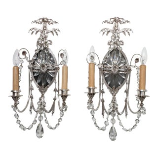 Silvered Bronze Caldwell Style Sconces - a Pair For Sale