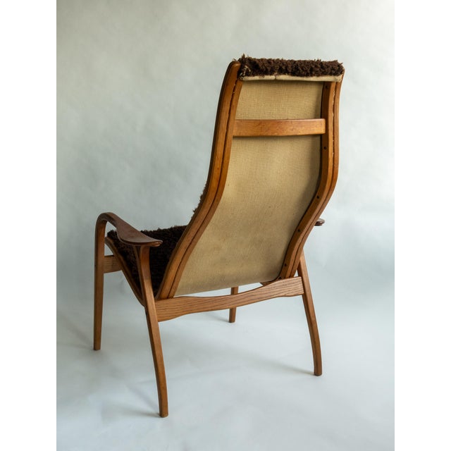 Vintage Yngve Ekström Lamino Lounge Chair for Swedese, Brown Sheepskin For Sale - Image 9 of 11