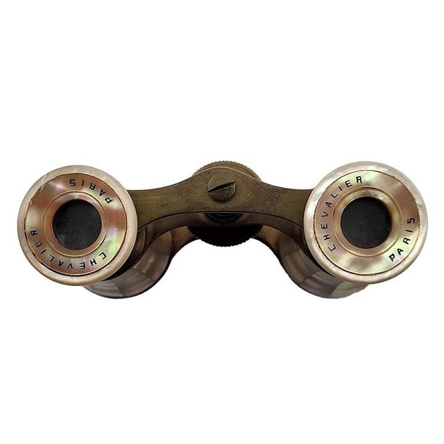 Antique Chevalier Paris French Brass and Mother-of-Pearl Opera Glasses For Sale In Las Vegas - Image 6 of 7