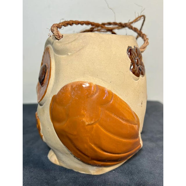 1970s Vintage 1970’s Stoneware Pottery Figural Owl Hanging Planter For Sale - Image 5 of 8
