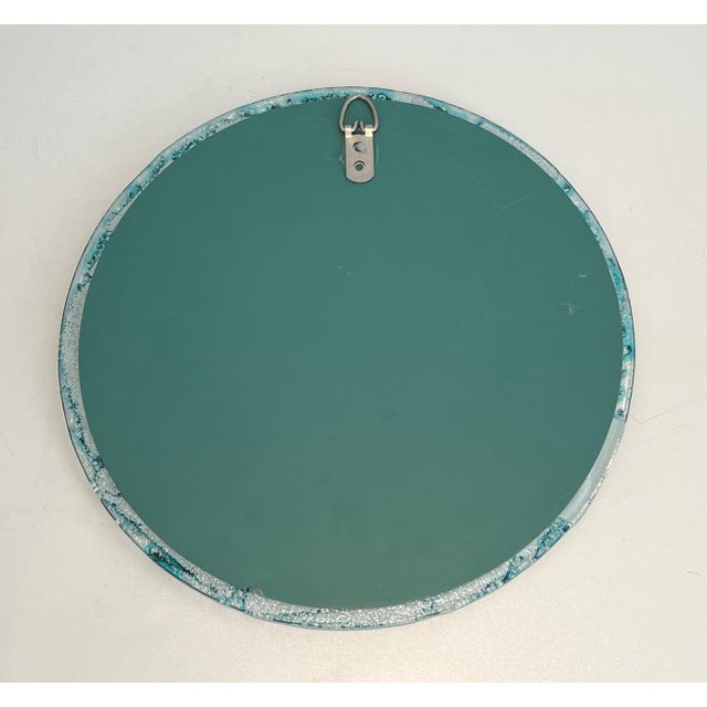 Round blue glass mirror. French work. Circa 1970 For Sale - Image 10 of 12
