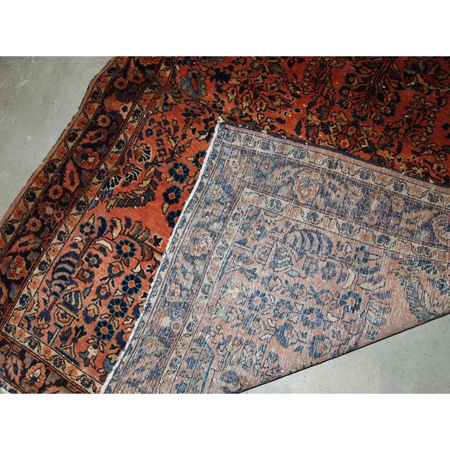 1920s Handmade Antique Persian Sarouk Rug 3.6' X 5.4' For Sale - Image 4 of 8