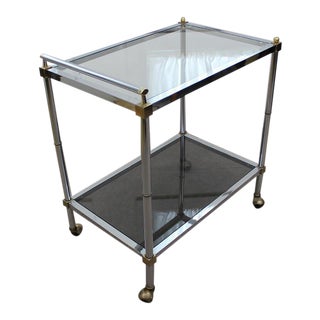 Mid Century Modern chrome and glass tea / bar cart For Sale