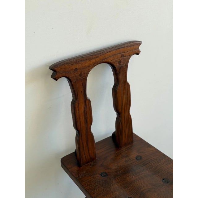 Rustic Antique Carved Oak Revival Dining Chairs — Set of 6 For Sale - Image 3 of 18
