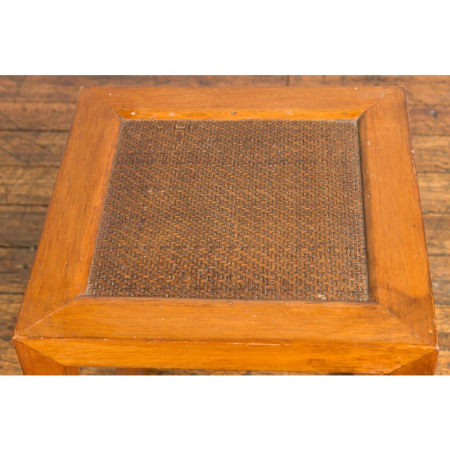 Chinese 1900s Late Qing Dynasty Side Table or Stool with Rattan Inset Top For Sale - Image 11 of 13