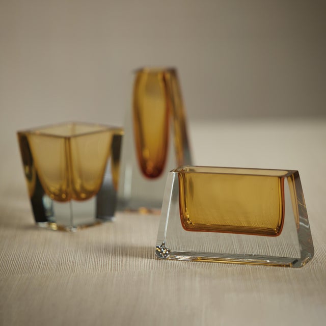 Carrara Polished Amber Glass Vase, 4" For Sale - Image 4 of 5