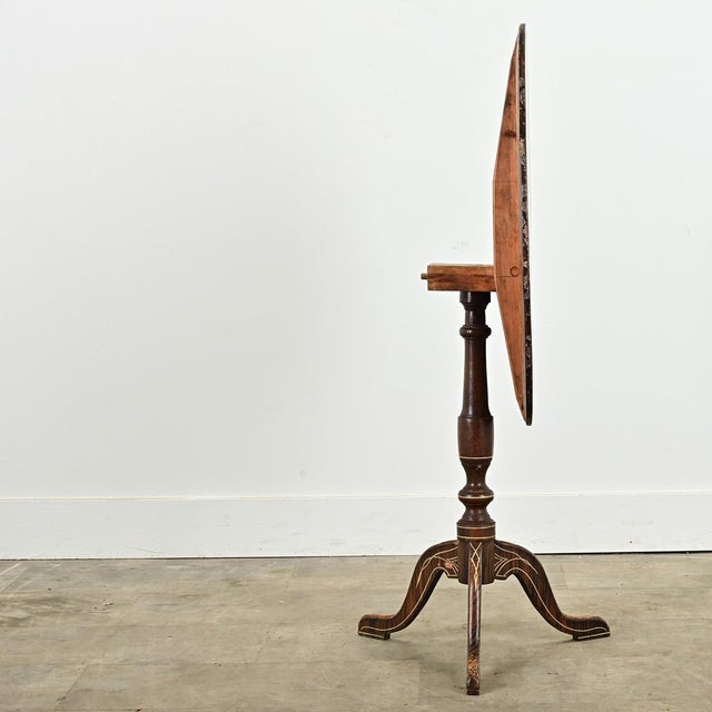 Wood Swedish 19th Century Grain Painted Spinning Tilt-Top Table For Sale - Image 7 of 9