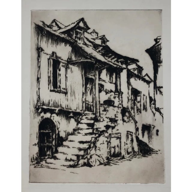 1930s European Architectural Etching For Sale - Image 4 of 4