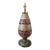 John Richard Pierced Red and Hammered Metal Urn Form Table Lamp 29” For Sale