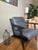 Pottery Barn Raylan Leather Armchair — Midnight/Slate Leather, Black Frame This is the real deal — a Pottery Barn Raylan...