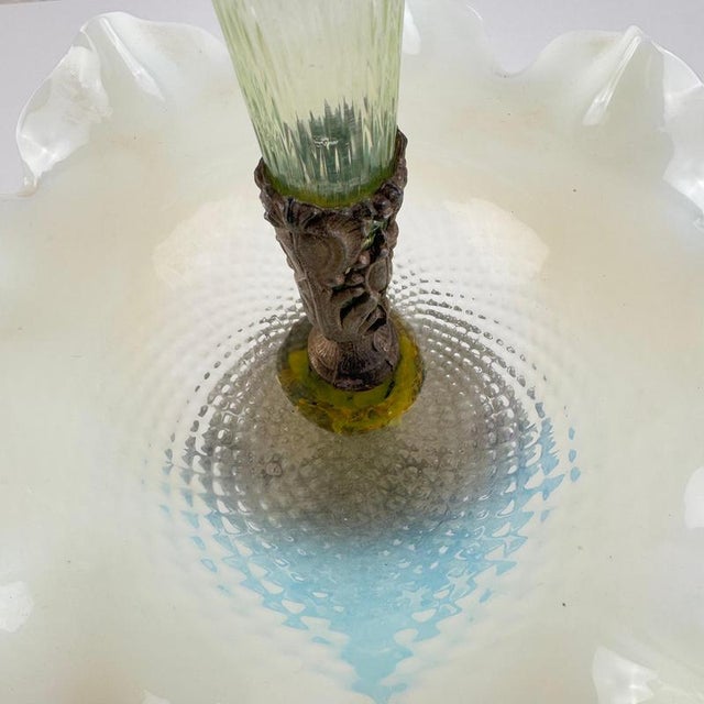 Art Nouveau Opalescent Glass and Cast Metal Epergne, Early 20th Century For Sale - Image 12 of 13