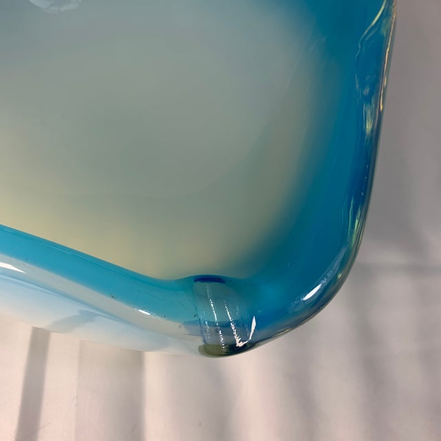 1960s Heavy Italian Seguso Alabastro Series Blue and White Opaline Sommerso Cased Glass Dish For Sale - Image 5 of 7