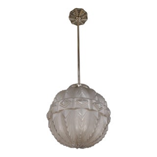 Large French Art Deco Pendant Light by Hettier & Vincent - 1930s For Sale