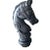 Architectural salvage vintage cast iron horse head fence post topper. This equine bust was designed without a looped bit...