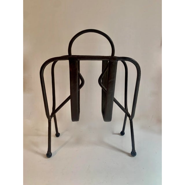 Jacques Adnet Jacques Adnet Leather Magazine Rack For Sale - Image 4 of 11